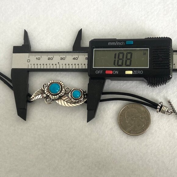 Sterling Silver 925 Dakota West Floral Leaf Turquoise Cabochon Cord Bracelet 8" - Picture 16 of 16